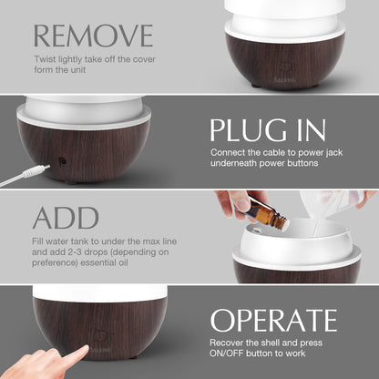 SALKING Essential Oil Diffuser Set (2 Dark, 100ml) – Small Ultrasonic Diffusers with Auto Shut-Off