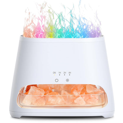 SALKING Colorful Flame Diffuser Humidifier and Himalayan Salt Lamp – 7-Color Oil Diffuser, 150ml, Ultra-Quiet