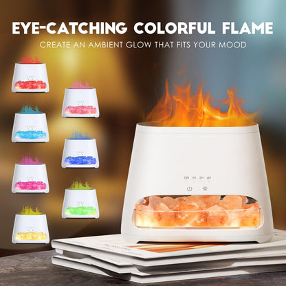 SALKING Colorful Flame Diffuser Humidifier and Himalayan Salt Lamp – 7-Color Oil Diffuser, 150ml, Ultra-Quiet