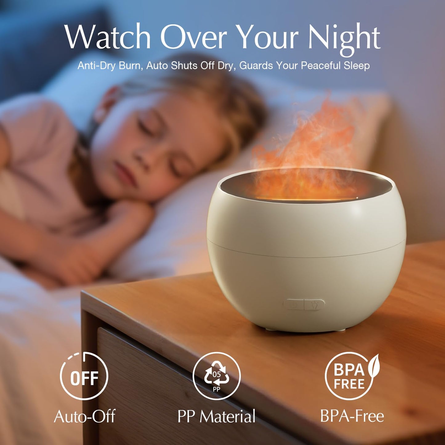 SALKING 2 Pack Flame Essential Oil Diffusers – 150ml Ultrasonic with Auto-Off (White & Black)