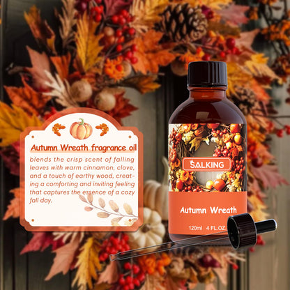 SALKING Autumn Wreath Fragrance Oil 120ml | Premium Essential Oils for Diffuser, Candle & Soap Making
