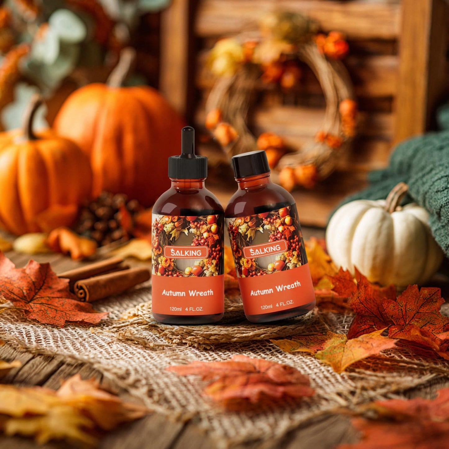 SALKING Autumn Wreath Fragrance Oil 120ml | Premium Essential Oils for Diffuser, Candle & Soap Making