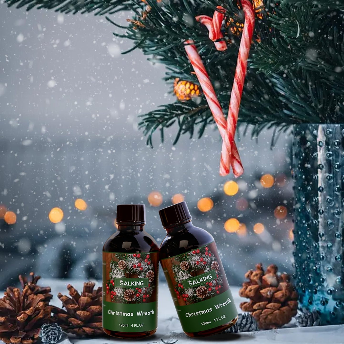 SALKING Christmas Wreath Fragrance Oil - 120ml Premium Essential Oils for Diffusers, Candles & Soaps