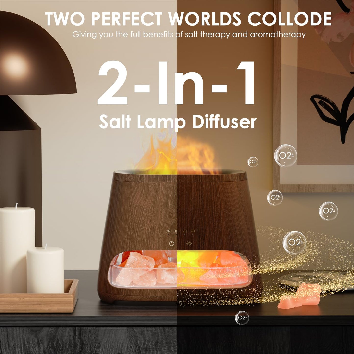 SALKING 2-in-1 Himalayan Salt Lamp Diffuser – Aromatherapy & Humidifier (Dark, 150ml)