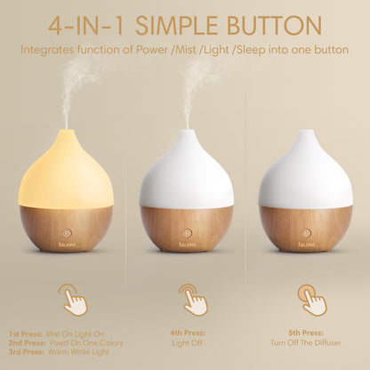 SALKING 100ml Essential Oil Diffuser - Auto Shut-Off, Ultrasonic Cool Mist for Office & Home