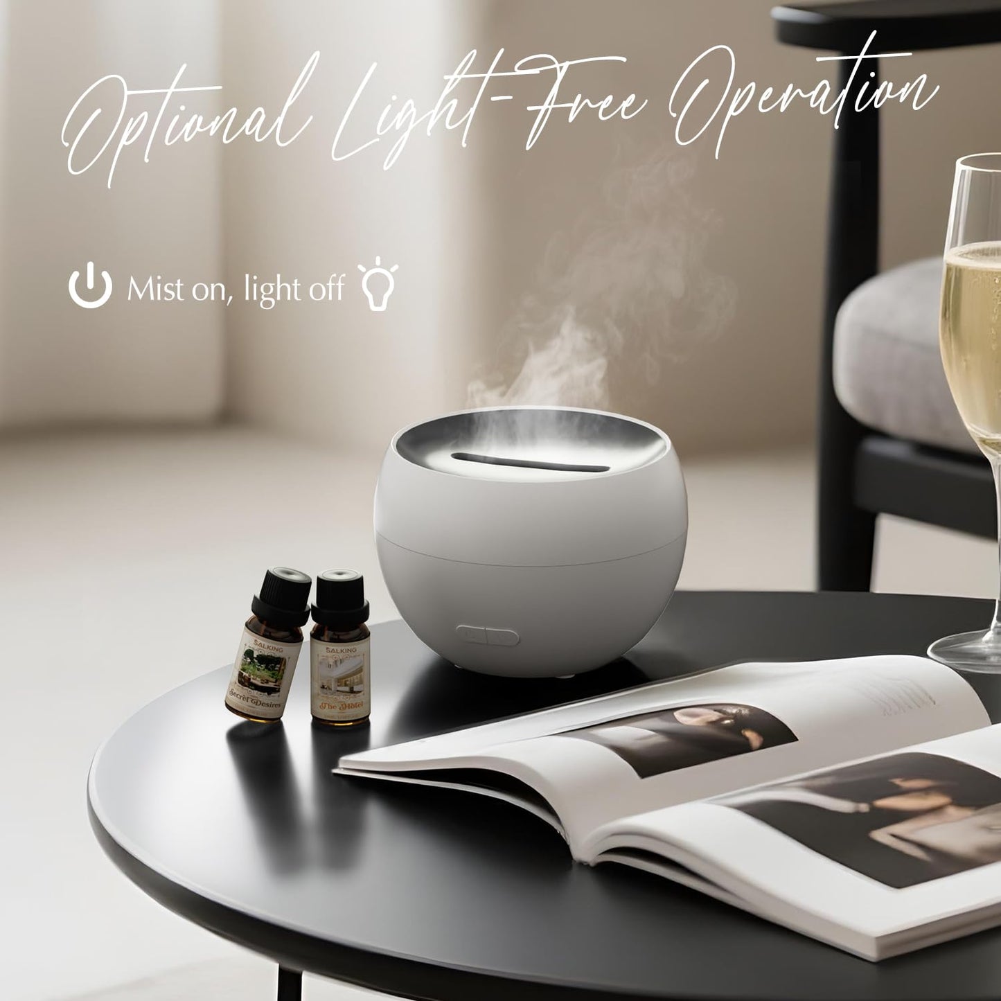SALKING Essential Oil Diffuser – 150ml Ultrasonic Flame LED Diffuser with Auto-Off (White)