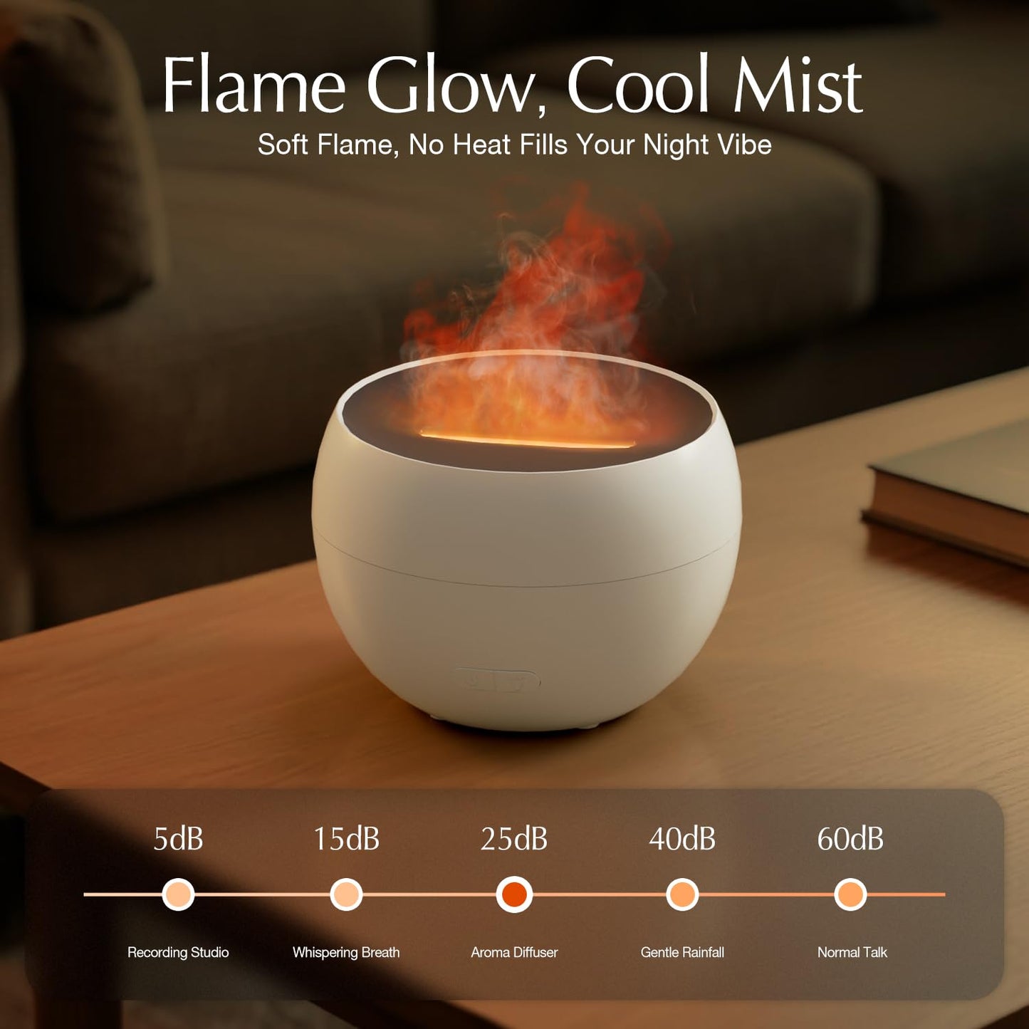 SALKING Essential Oil Diffuser – 150ml Ultrasonic Flame LED Diffuser with Auto-Off (White)