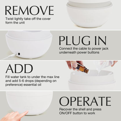 SALKING Essential Oil Diffuser – 150ml Ultrasonic Flame LED Diffuser with Auto-Off (White)