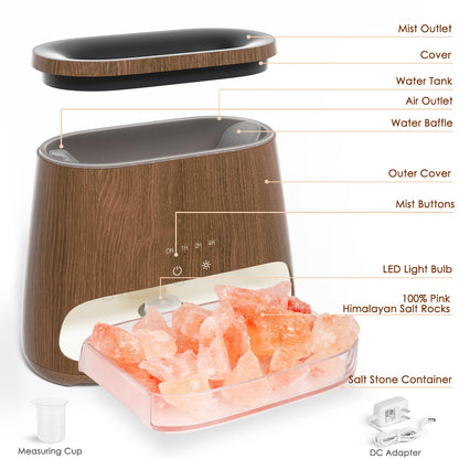 SALKING 2-in-1 Himalayan Salt Lamp Diffuser – Aromatherapy & Humidifier (Dark, 150ml)