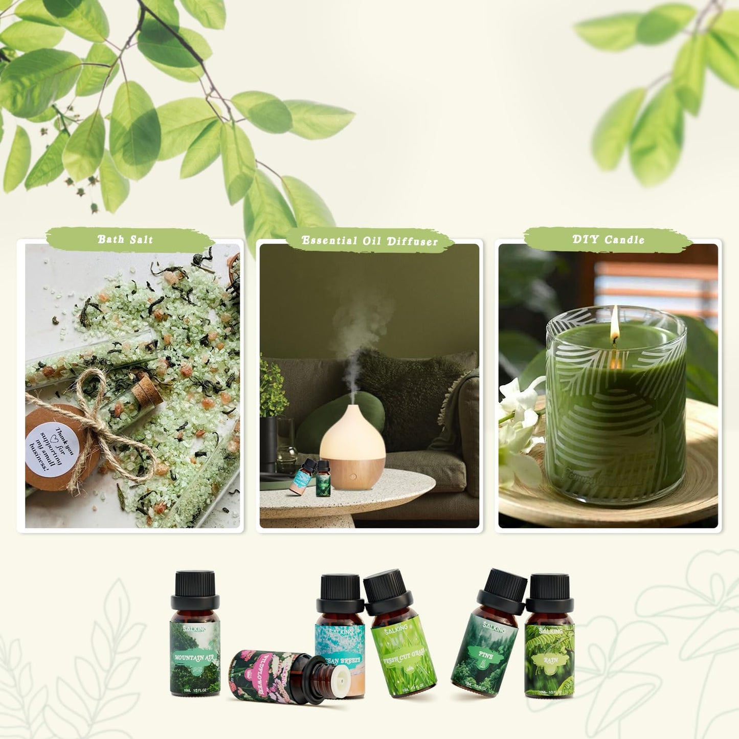 SALKING Nature Fragrance Oils – Premium Essential Oils Gift Set for Diffusers