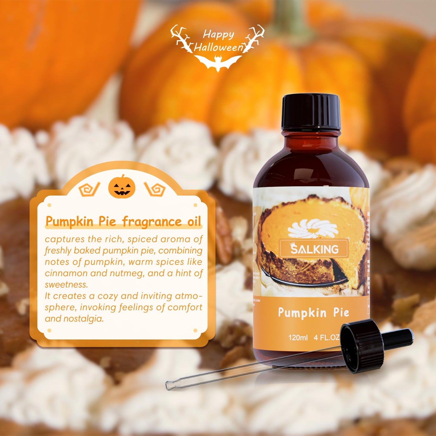 SALKING Pumpkin Pie Fragrance Oil 120ml | Premium Essential Oils for Candles