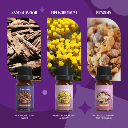 SALKING Sleep Essential Oils Set – Pure & Natural 6x10 ml Diffuser Oils (Lavender, Vetiver, Sandalwood, Valerian, Helichrysum, Benzoin)