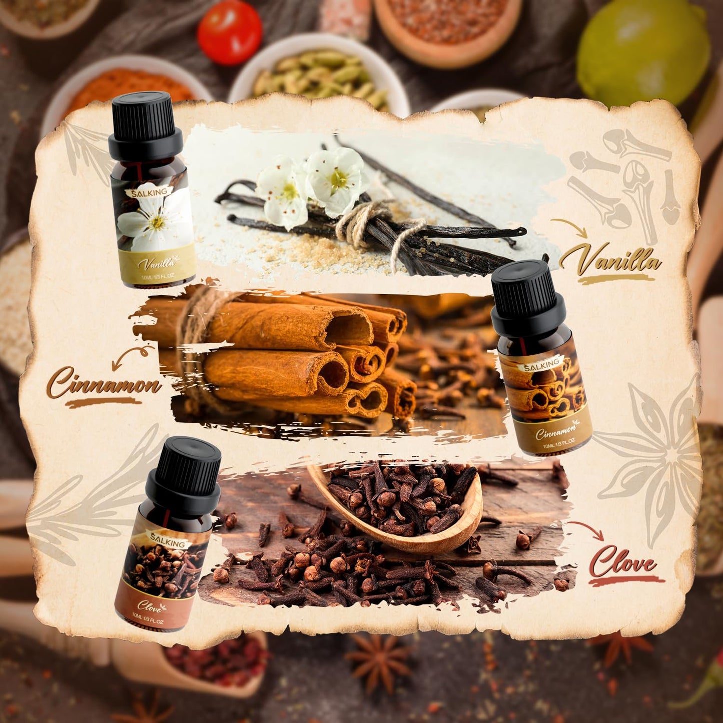 SALKING Spice Essential Oils Set – Premium Fragrance Oils for Diffuser, Soap & Candle Making