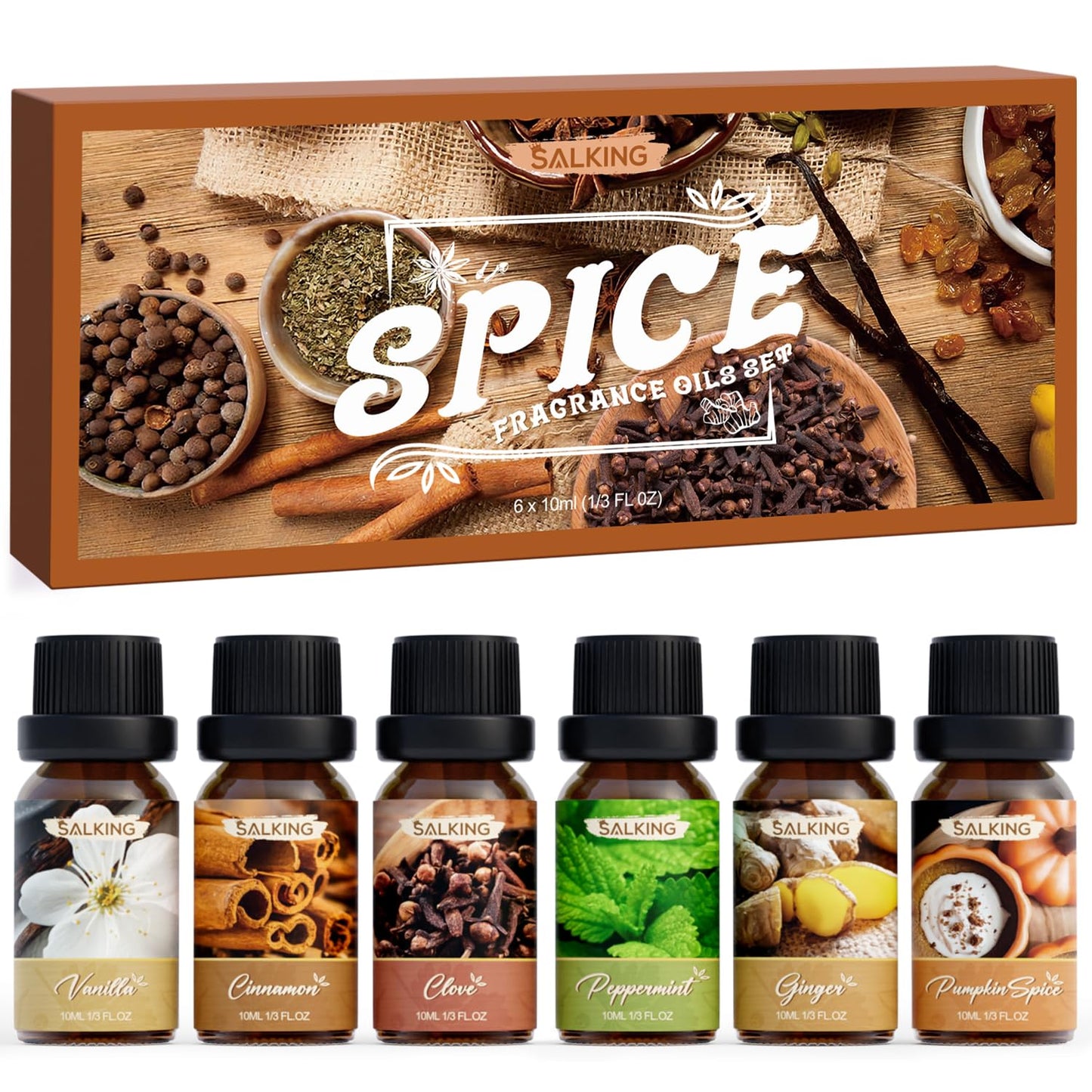SALKING Spice Essential Oils Set – Premium Fragrance Oils for Diffuser, Soap & Candle Making