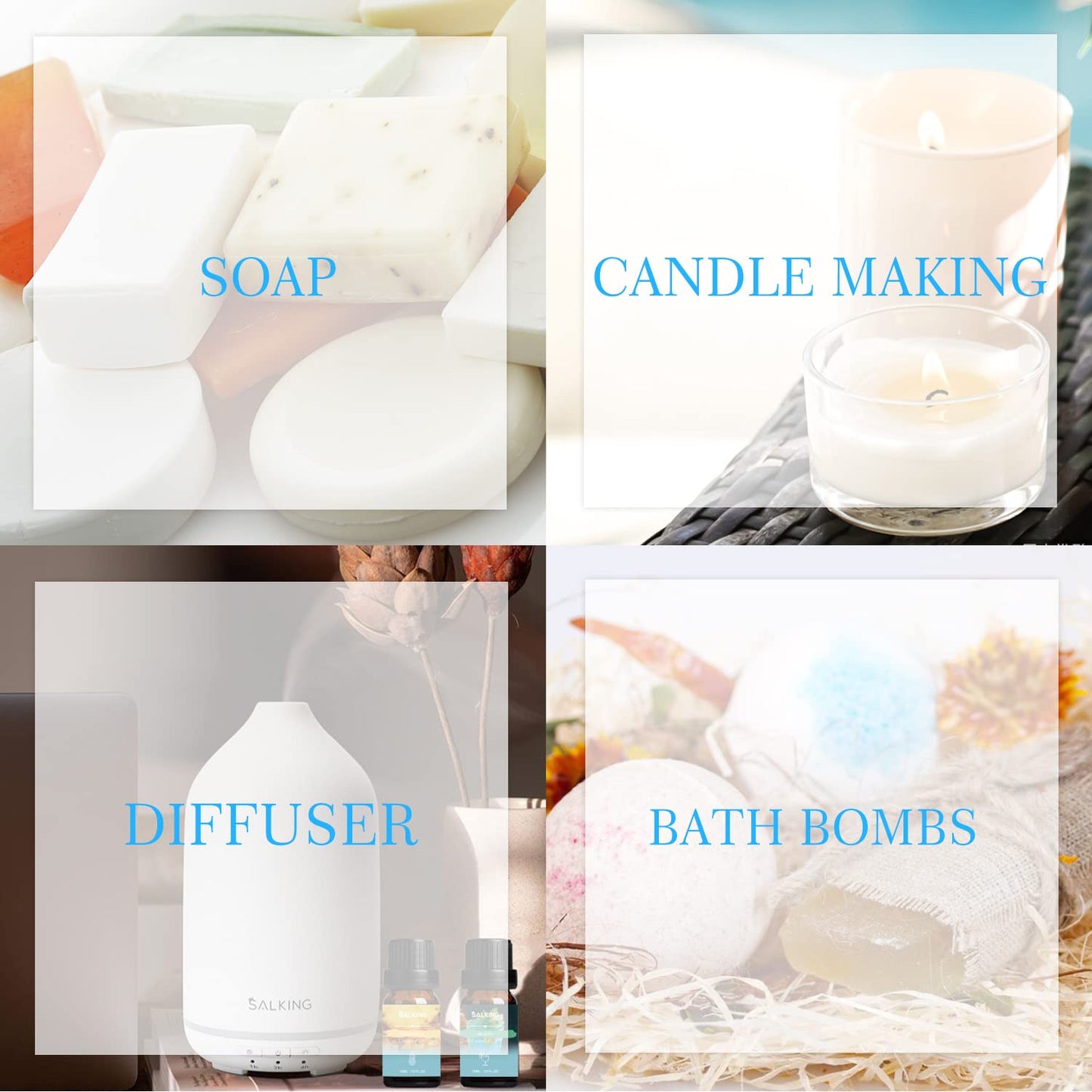 SALKING Summer Fragrance Oils Set – Premium Diffuser & DIY Scents (Ocean Breeze, Mojito, Coconut, Pineapple, Watermelon, Vanilla Ice Cream)