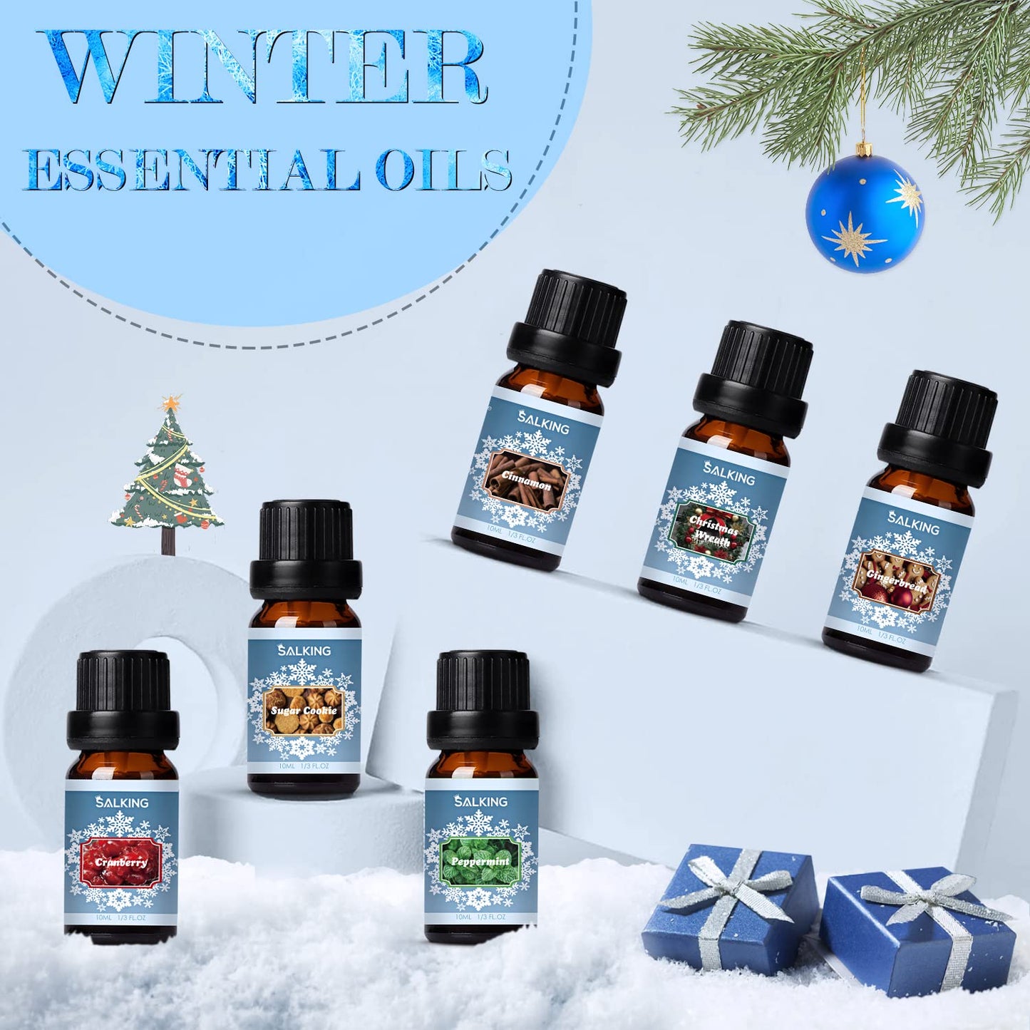 SALKING Winter Scented Oils Gift Set – Premium Fragrance Oils for Diffuser, Soap & Candles