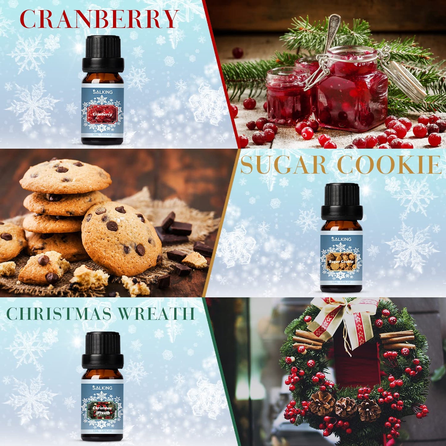 SALKING Winter Scented Oils Gift Set – Premium Fragrance Oils for Diffuser, Soap & Candles