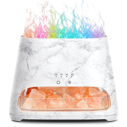 SALKING Colorful Flame Diffuser Humidifier | Himalayan Salt Lamp | 7-Color LED Oil Diffuser (150ml, Marble)