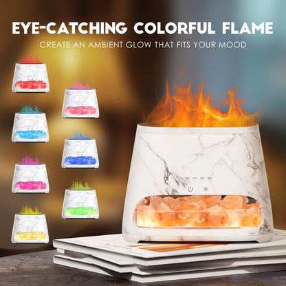SALKING Colorful Flame Diffuser Humidifier | Himalayan Salt Lamp | 7-Color LED Oil Diffuser (150ml, Marble)