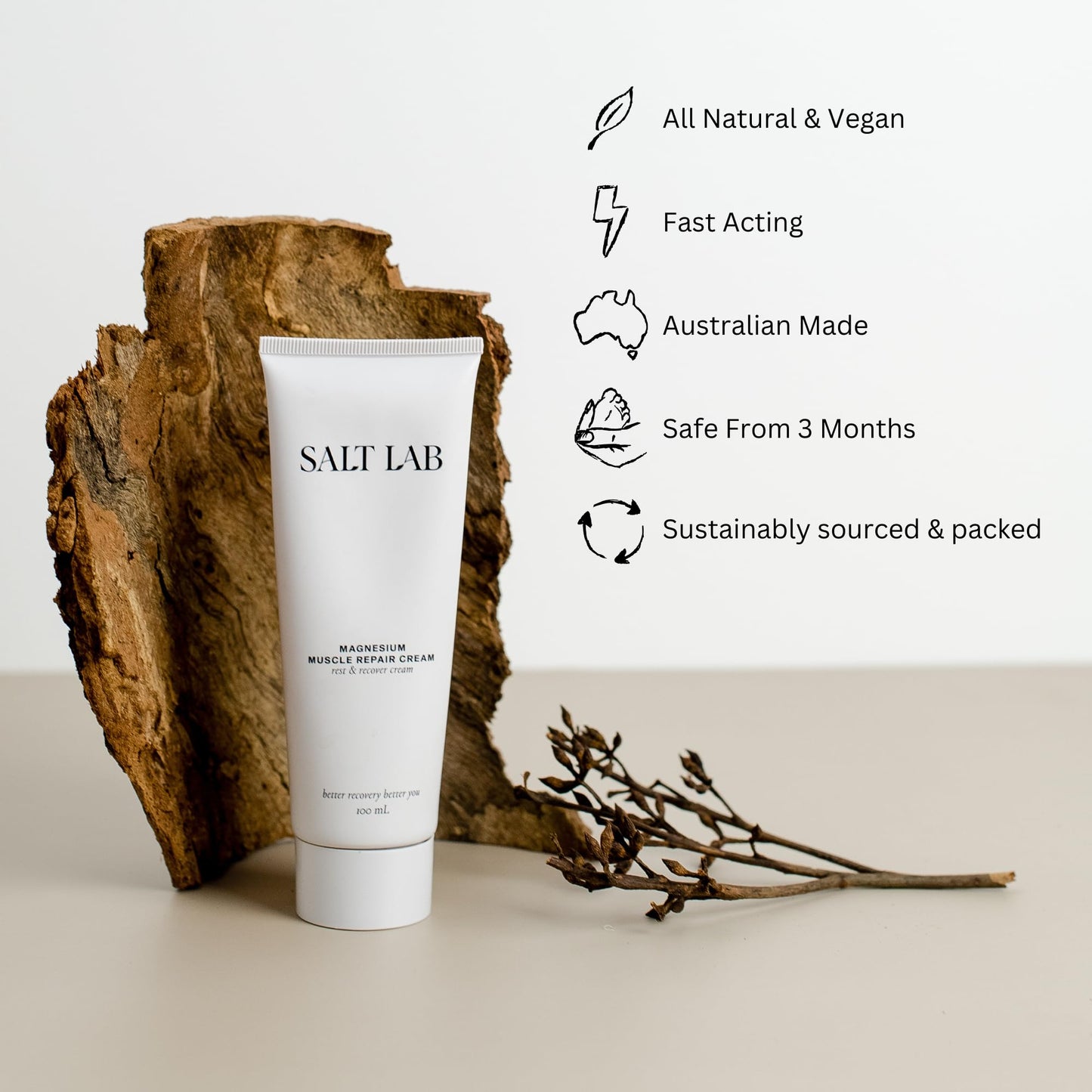 Salt Lab Magnesium Lotion – Muscle Repair Cream with Shea Butter | 100 mL
