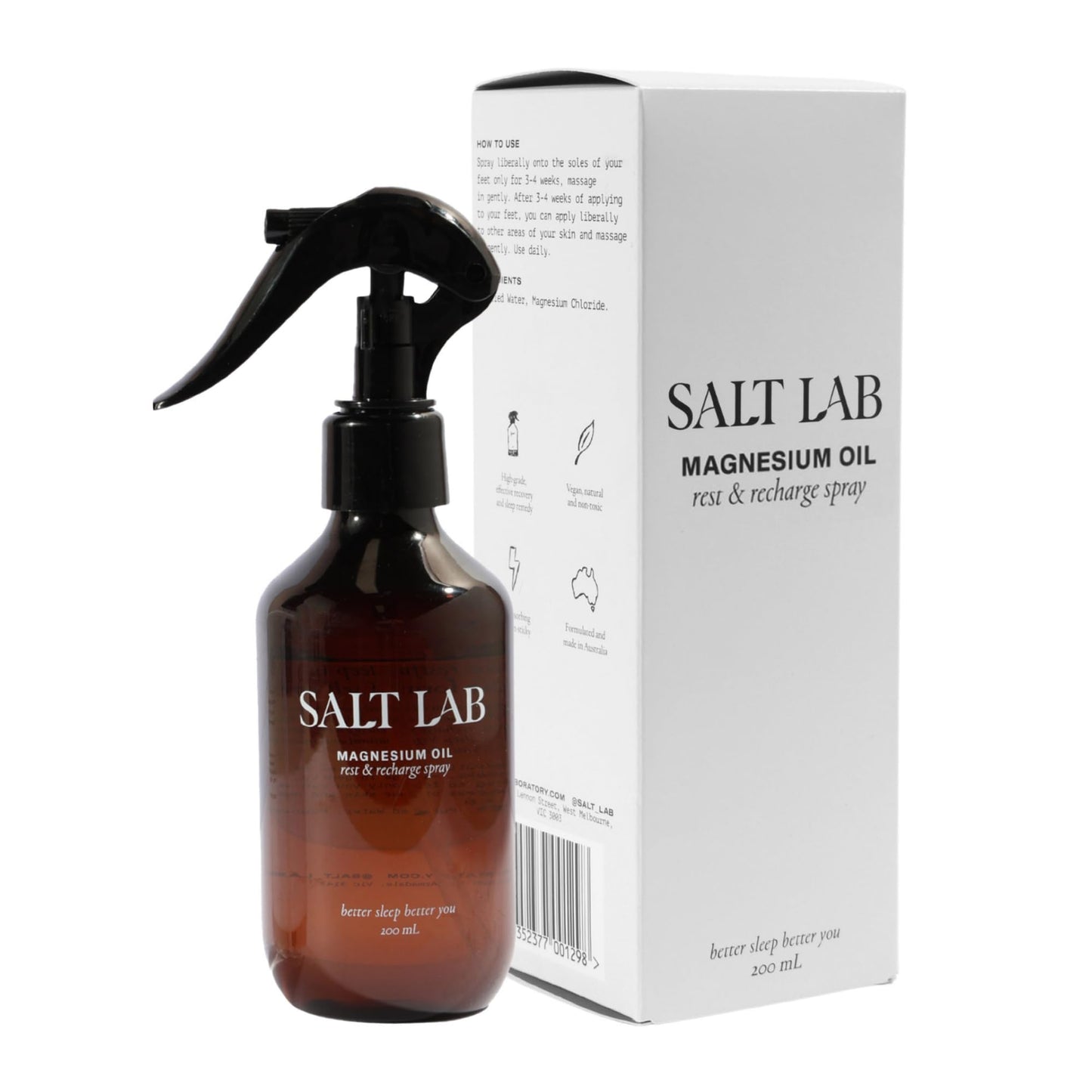 Salt Lab Magnesium Oil Spray – Non-Sticky, Fragrance-Free (6.8 oz)