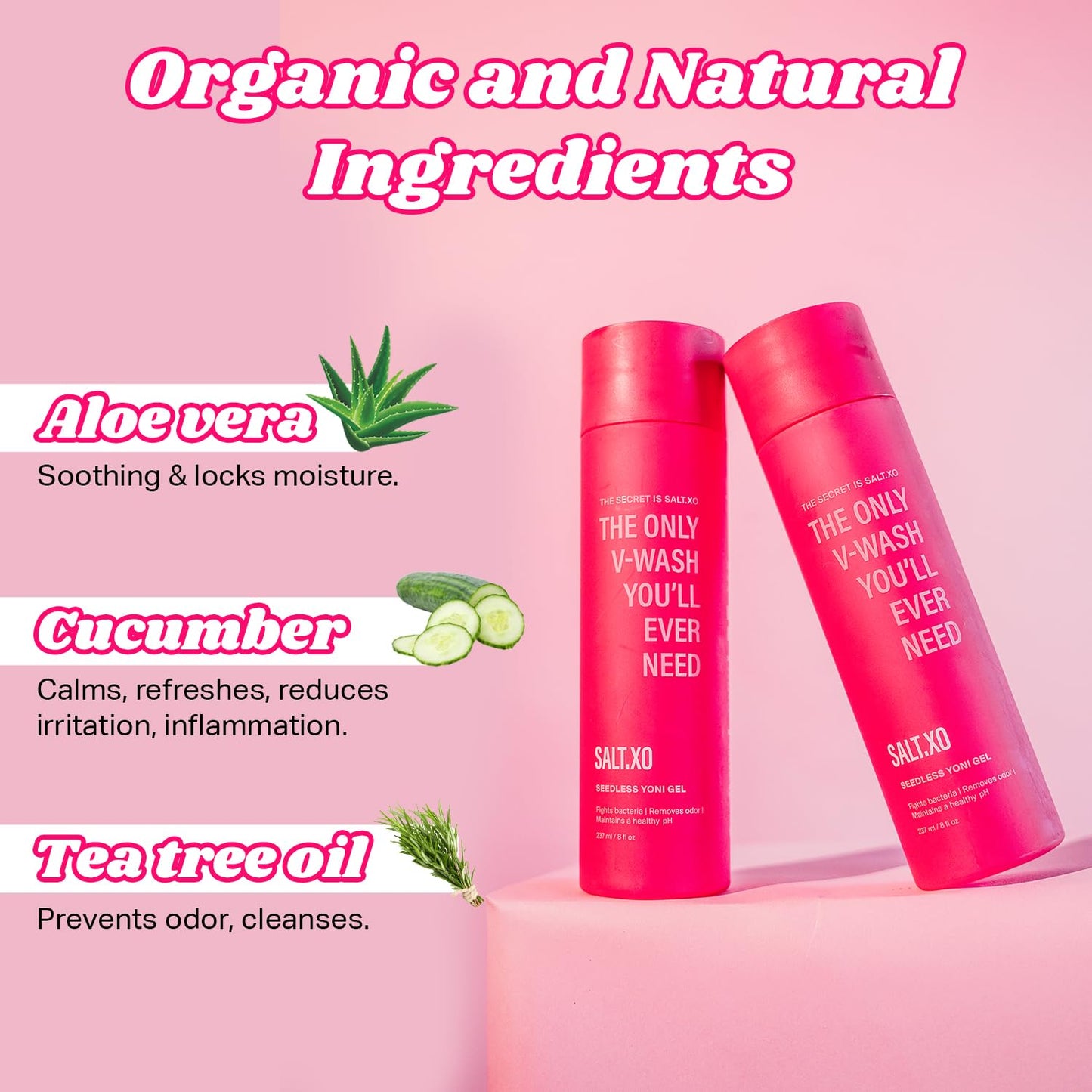 salt.xo Seedless Yoni Gel Wash – pH-Balanced with Cucumber & Aloe (8 oz)