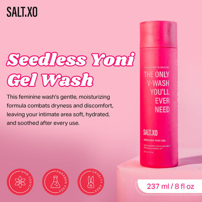 salt.xo Seedless Yoni Gel Wash – pH-Balanced with Cucumber & Aloe (8 oz)