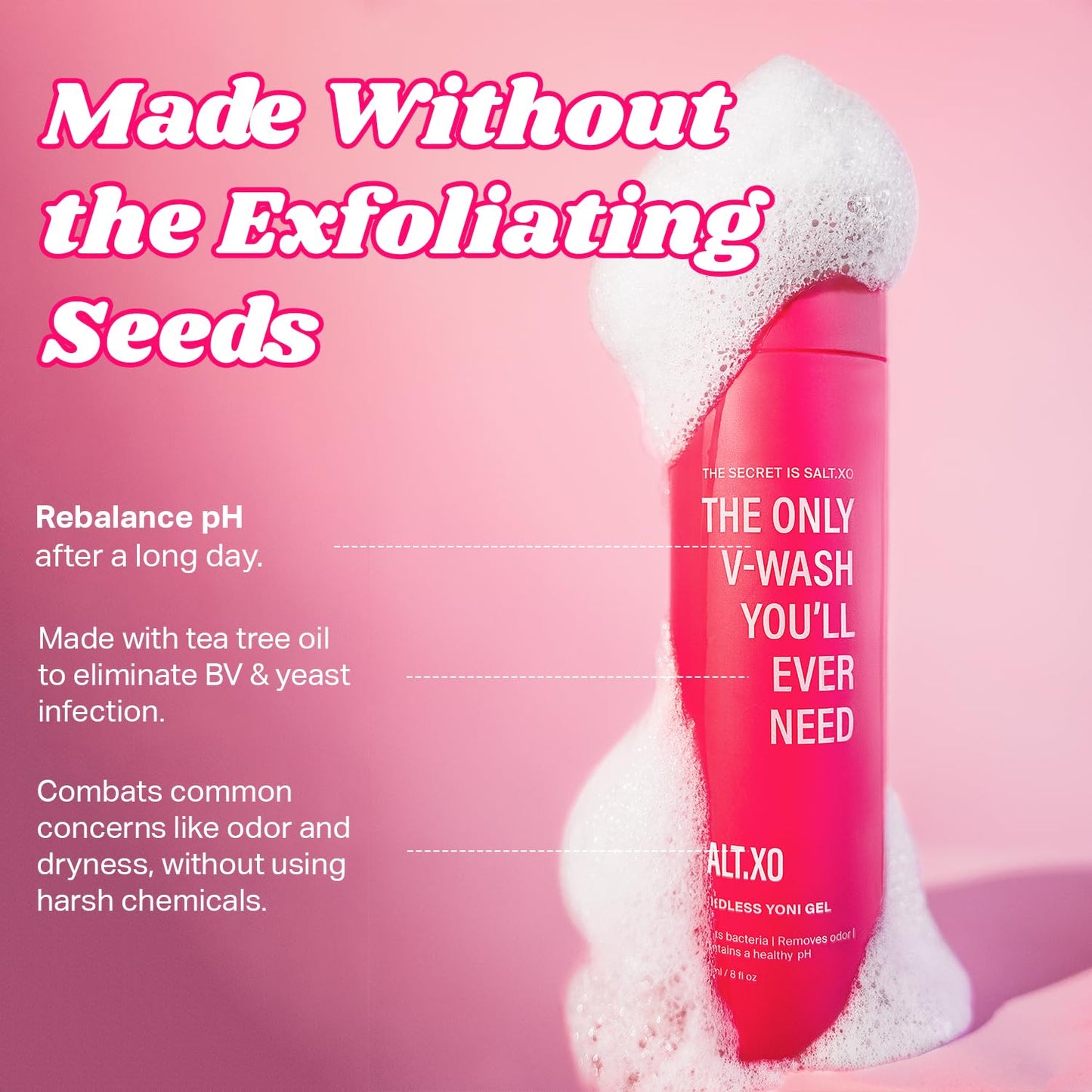 salt.xo Seedless Yoni Gel Wash – pH-Balanced with Cucumber & Aloe (8 oz)