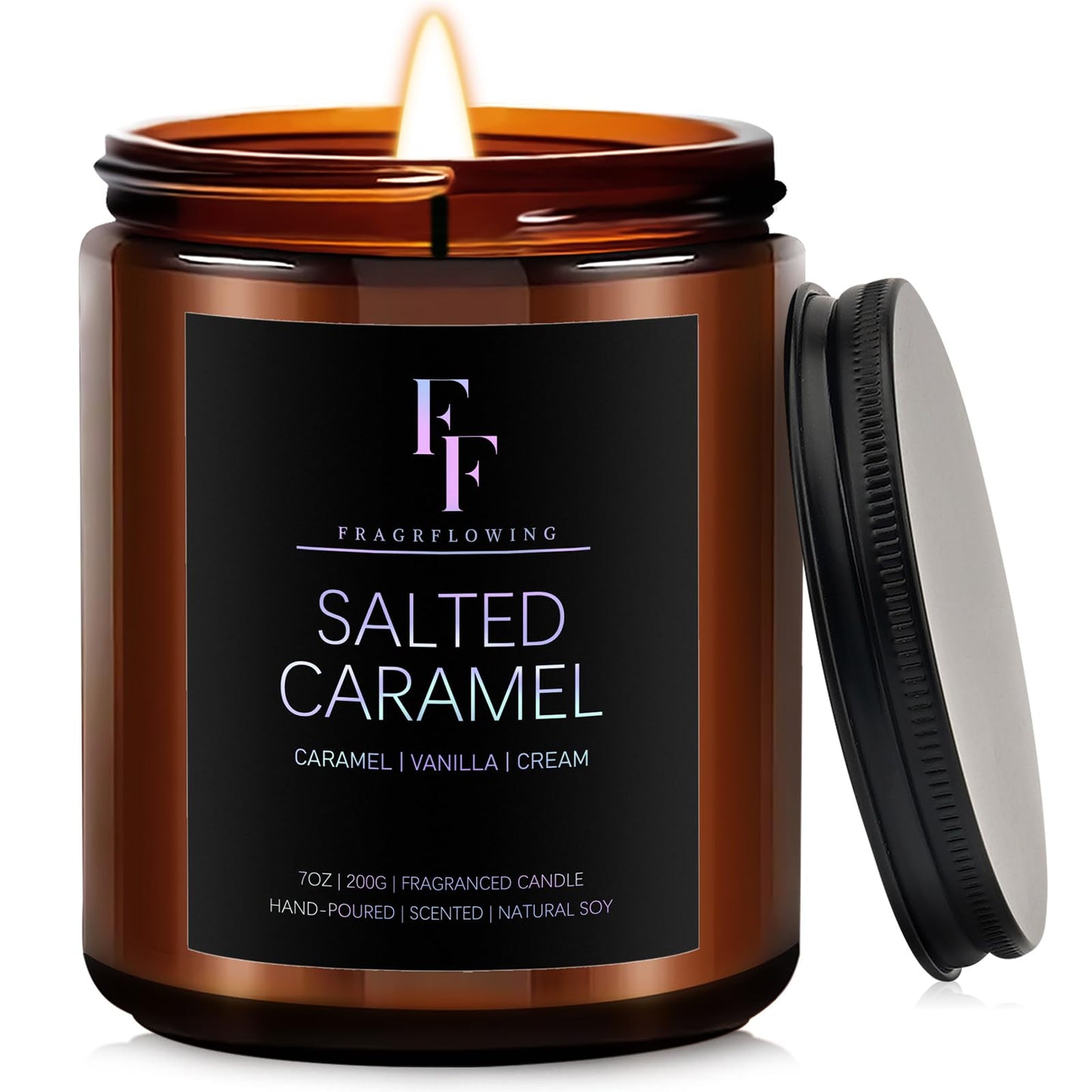Salted Caramel Scented Candle – 7oz Soy Wax, Aromatherapy Gift