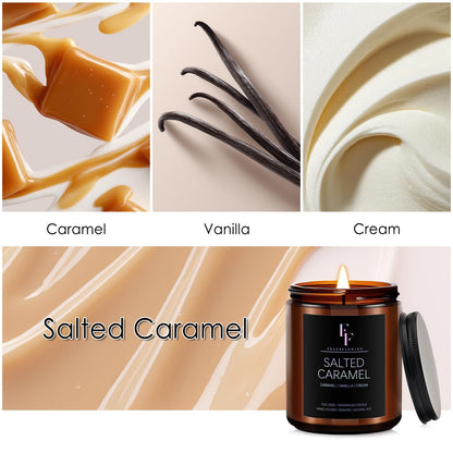 Salted Caramel Scented Candle – 7oz Soy Wax, Aromatherapy Gift