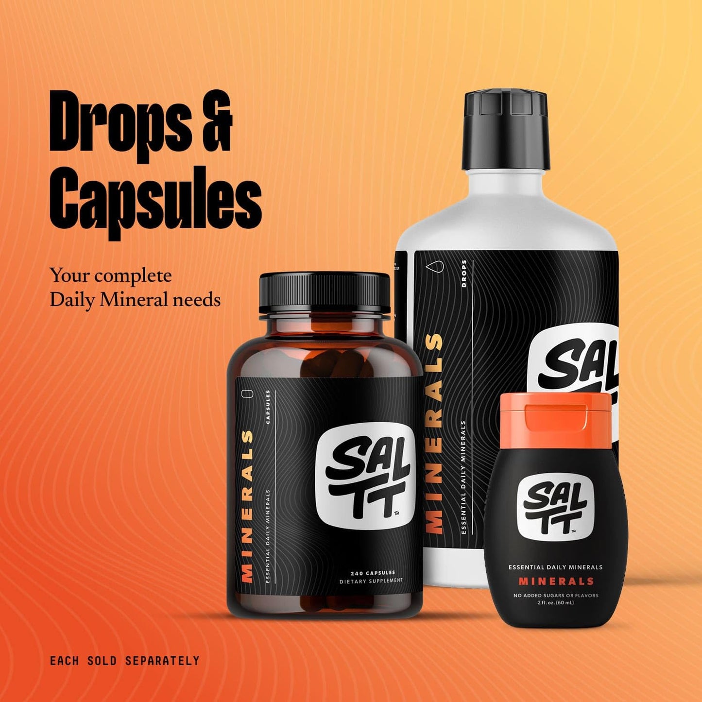 SALTT Minerals Drops – Electrolyte Balance (Cu, Mg, Cr, Zn, B, Se) | Zero Sugar | 2 oz Travel Size | Keto Chow