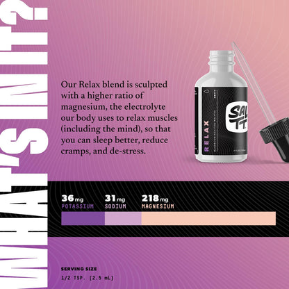 SALTT Relax Magnesium Drops - Ionic Magnesium Chloride + Electrolytes - 120ml