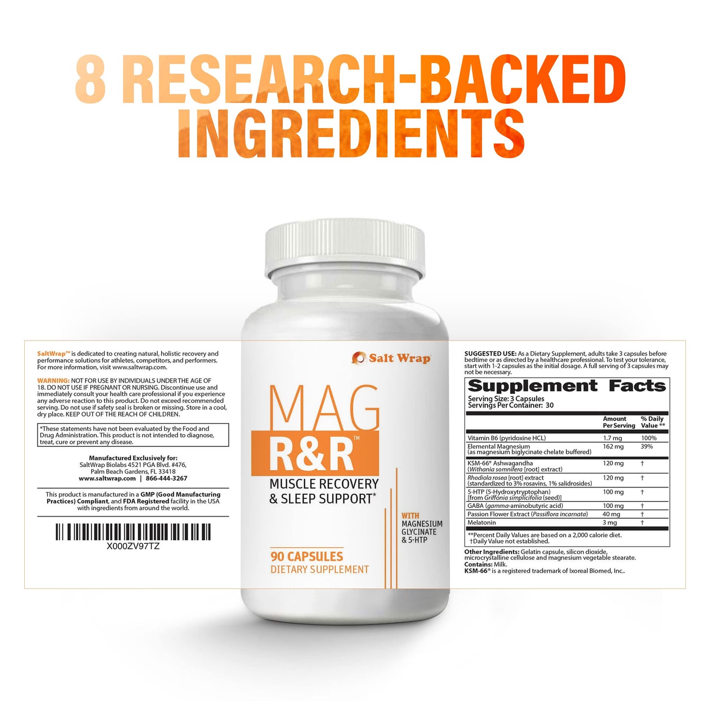 SaltWrap Mag R&R: Nighttime Cramps & Sleep Support, 90 Capsules