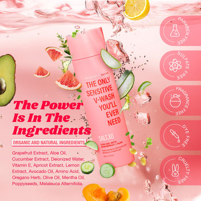 SALT.XO Grapefruit Sensitive Yoni Gel Wash – pH-Balanced, Cruelty-Free Intimate Care (8 oz)