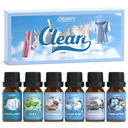SALUBRITO Clean Fragrance Oils Set – Premium Essential Oils for Diffuser, Candle & DIY