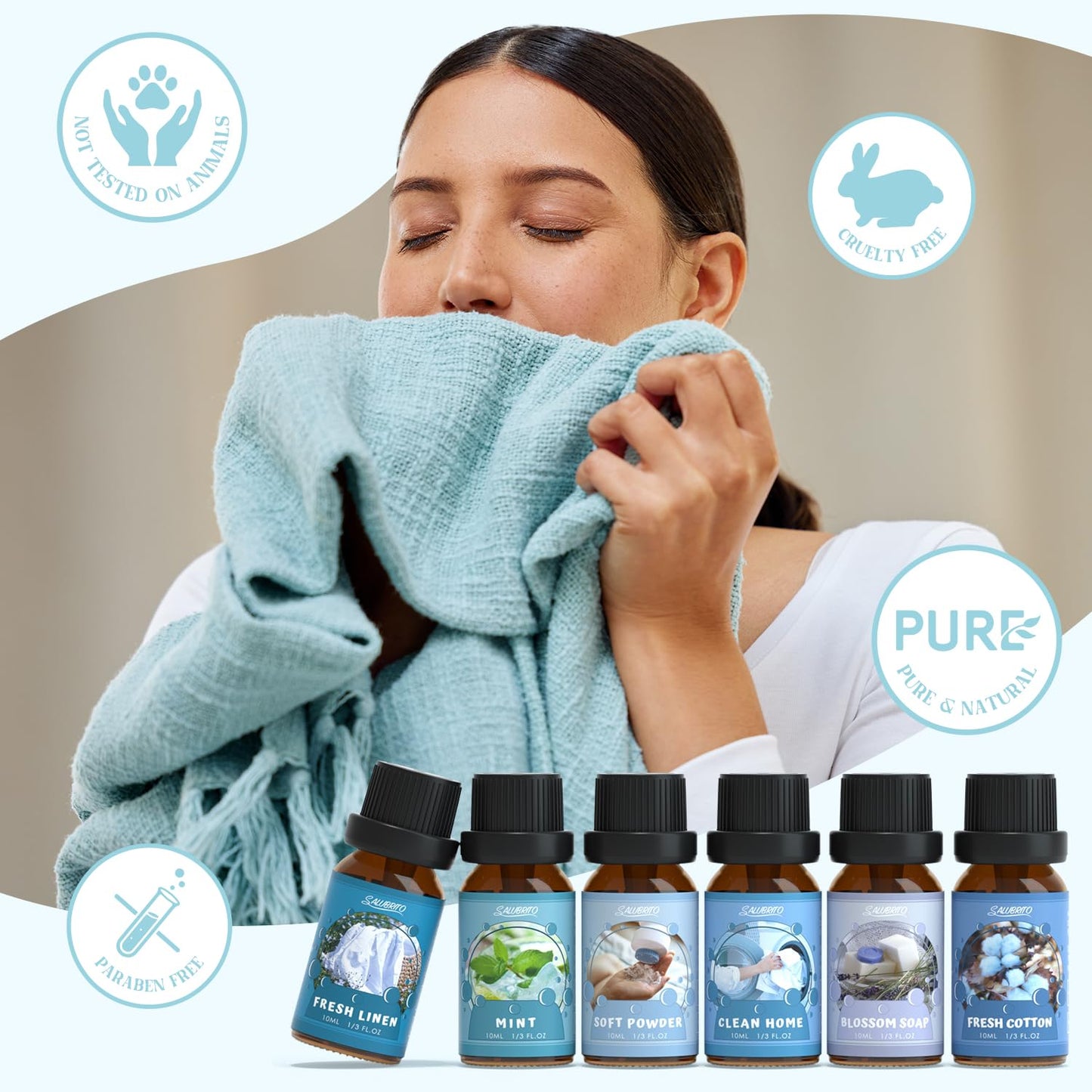 SALUBRITO Clean Fragrance Oils Set – Premium Essential Oils for Diffuser, Candle & DIY