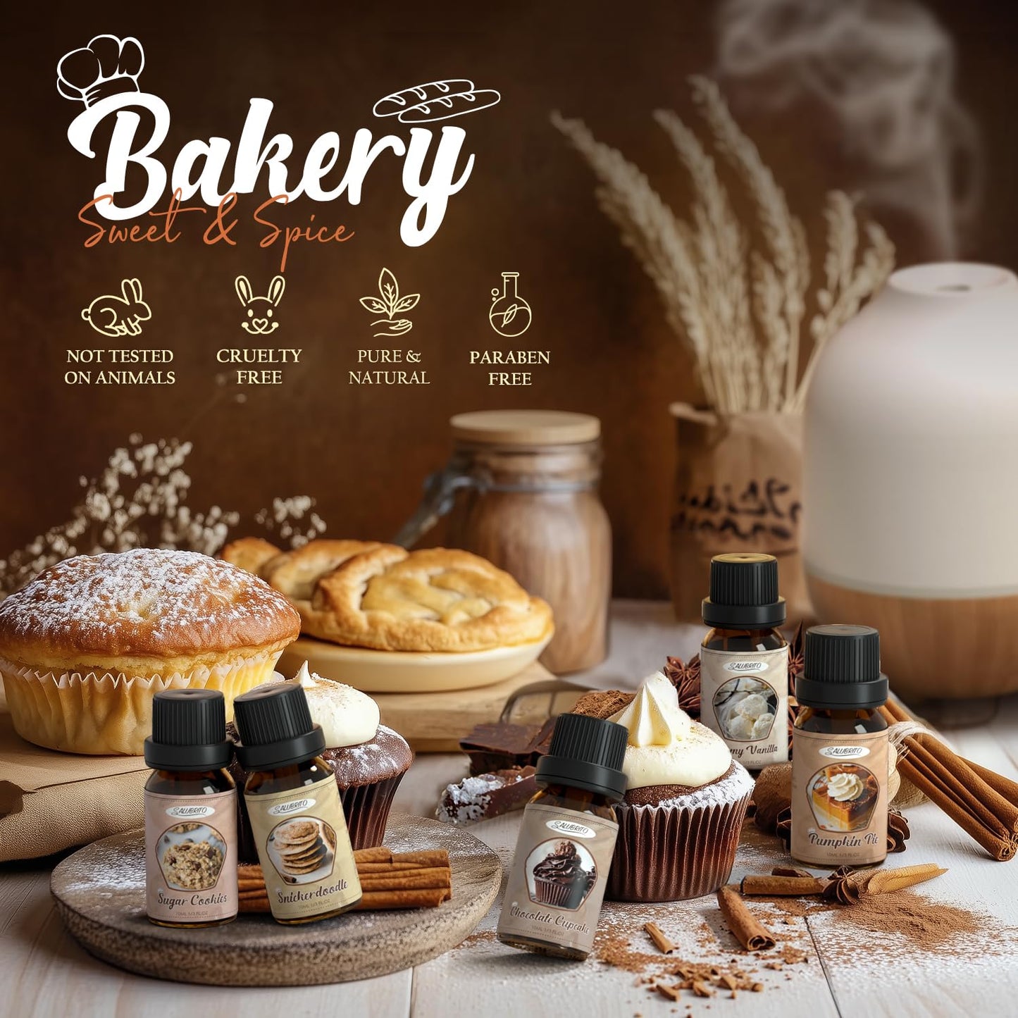 SALUBRITO Bakery Fragrance Oils Set – Premium Essential Oils for Candles, Soaps & Diffusers