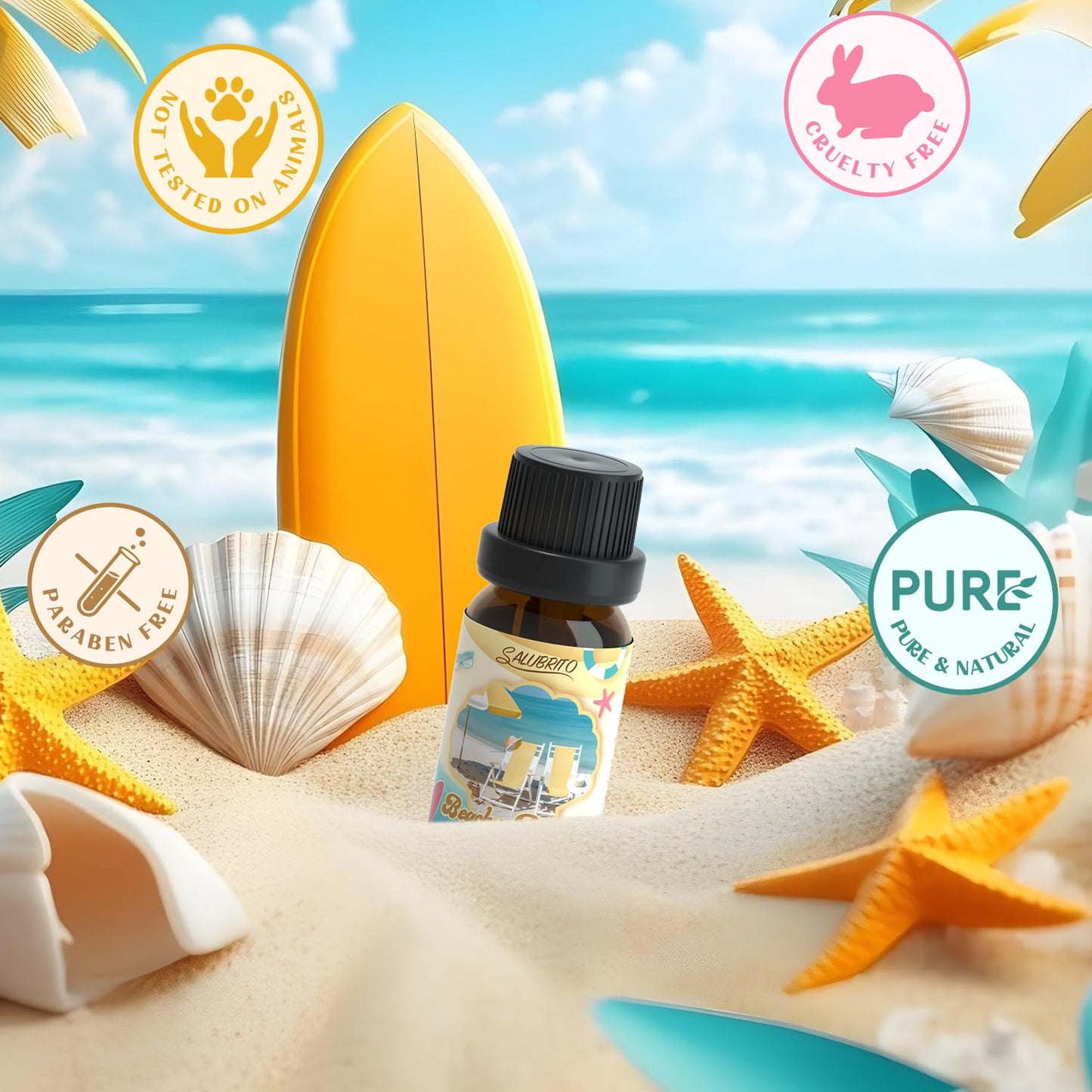 SALUBRITO Beach Fragrance Oils Set – Summer Essential Oils for Diffuser, Candle & Soap Making
