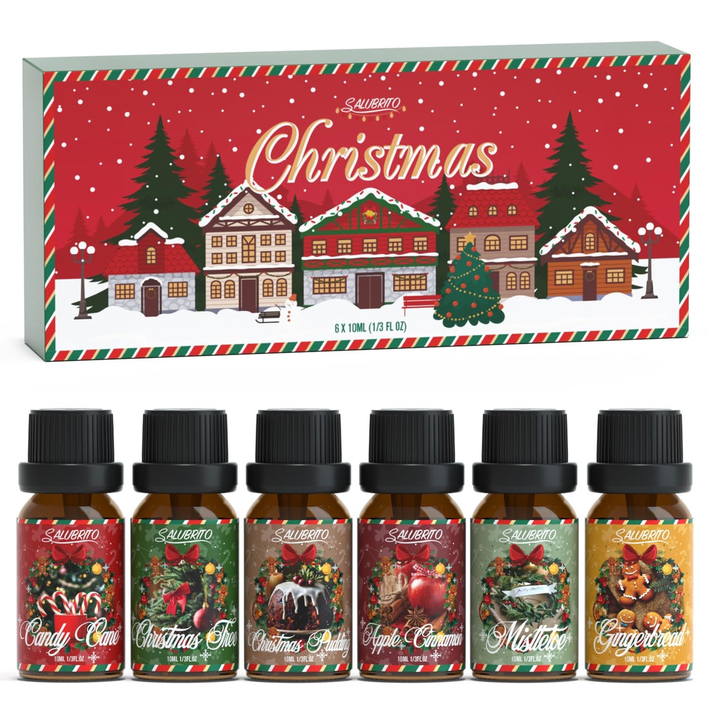 SALUBRITO Christmas Fragrance Oils Set - Winter Scents for Diffusers & Candles
