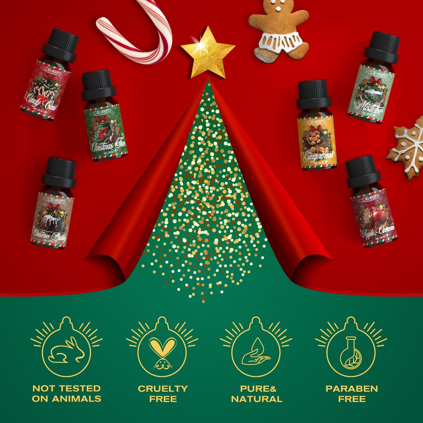 SALUBRITO Christmas Fragrance Oils Set - Winter Scents for Diffusers & Candles