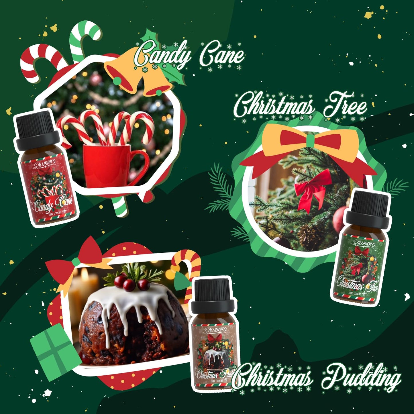 SALUBRITO Christmas Fragrance Oils Set - Winter Scents for Diffusers & Candles
