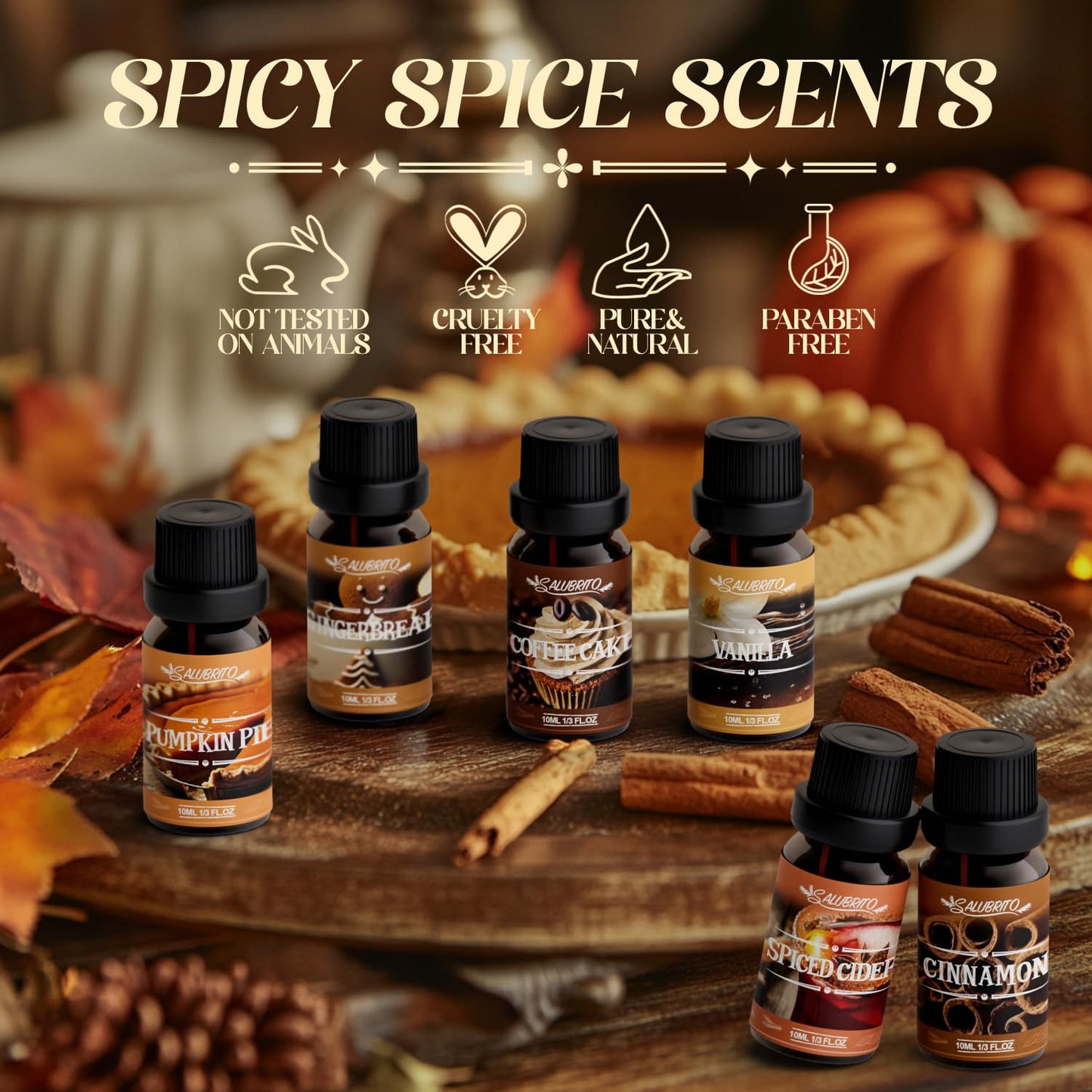 SALUBRITO Spice Fragrance Oils Set | Premium Essential Oils for Diffuser, Candle & Soap Making