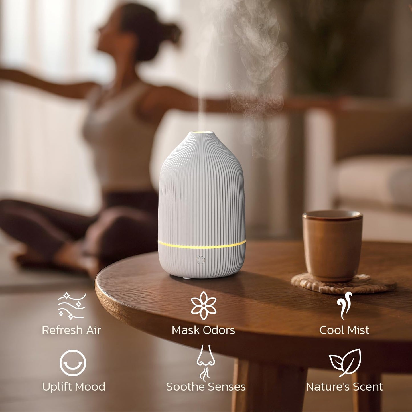 SALUBRITO Essential Oil Diffuser 100ml – Mini Ultrasonic, 7 LED Lights, Auto Shut-Off, White