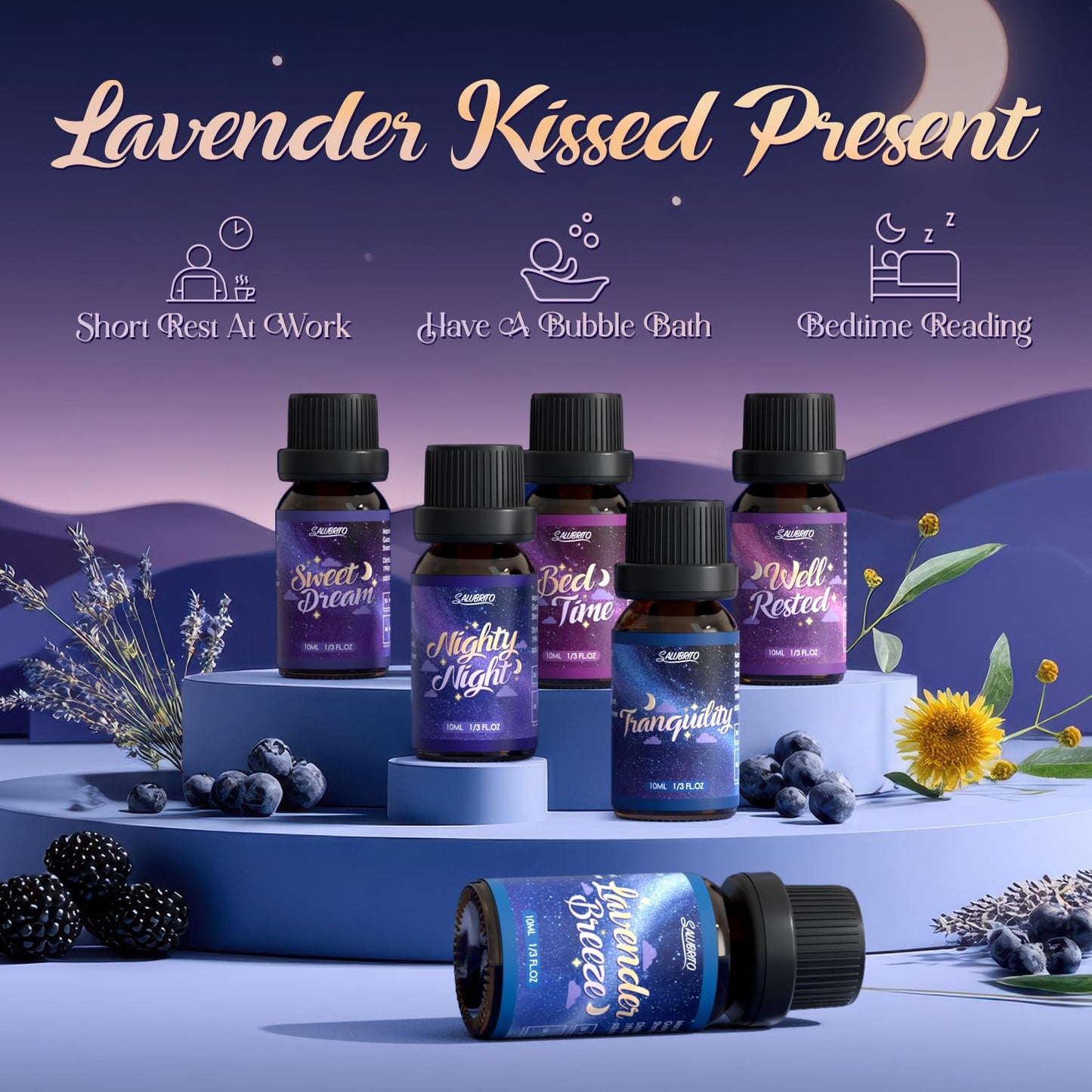 SALUBRITO Good Night Fragrance Oils - Premium 6x10ml Diffuser & Soap Scents