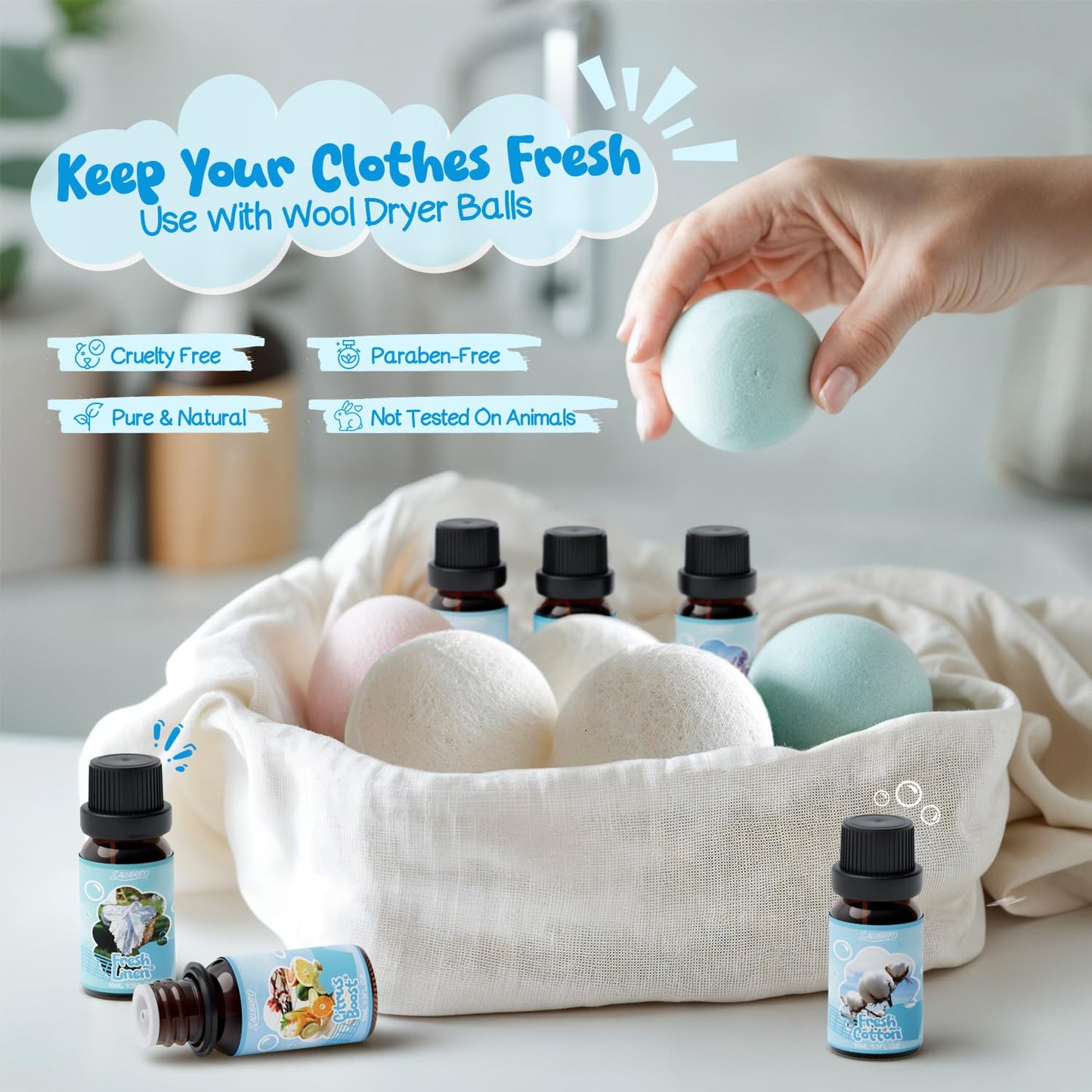 SALUBRITO Laundry Fragrance Oils – Clean Essential Oil Set for Home & Diffuser