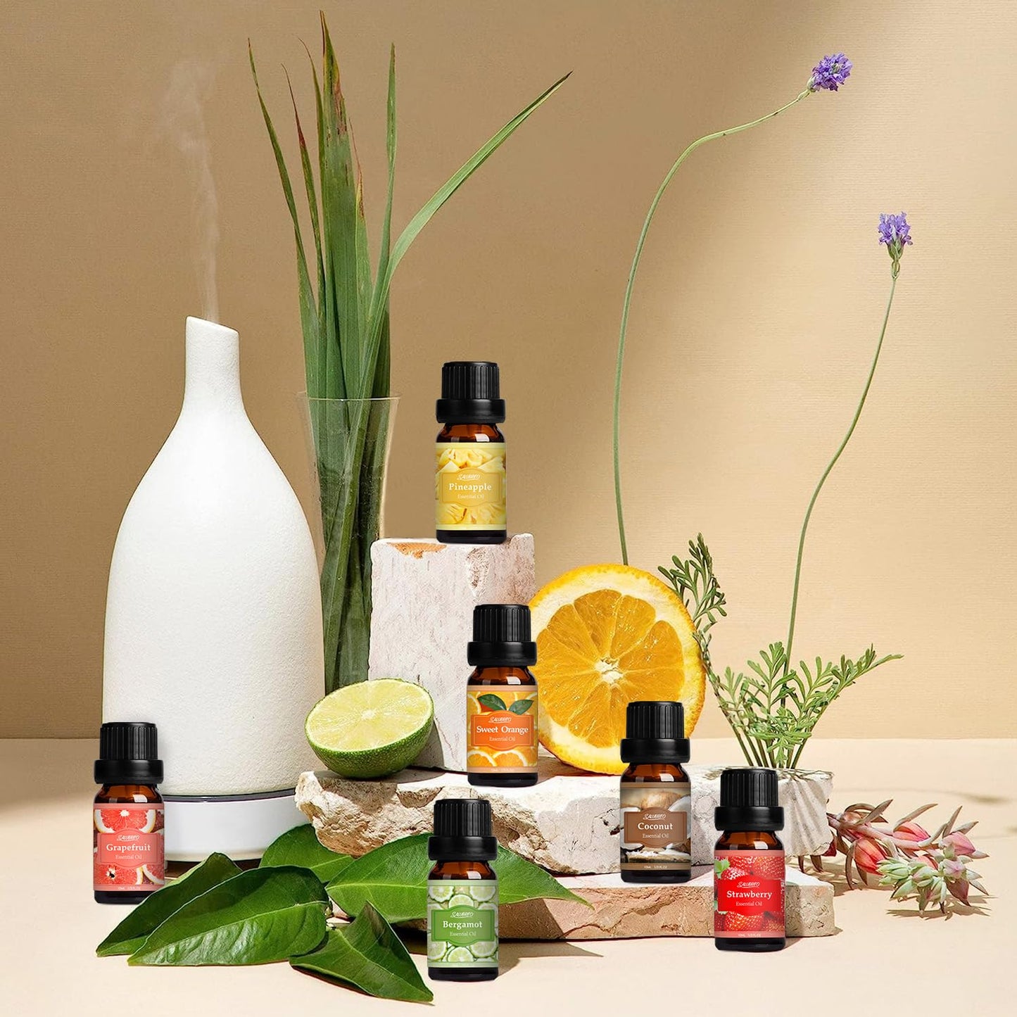 SALUBRITO Fresh Fruit Fragrance Oils Set – 6x10ml for Diffuser, Candle & Soap