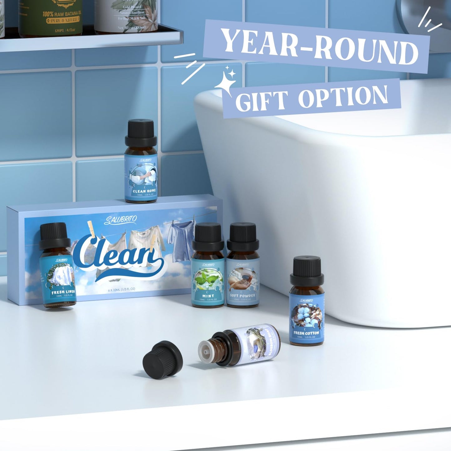 SALUBRITO Clean Fragrance Oils Set – Premium Essential Oils for Diffuser, Candle & DIY