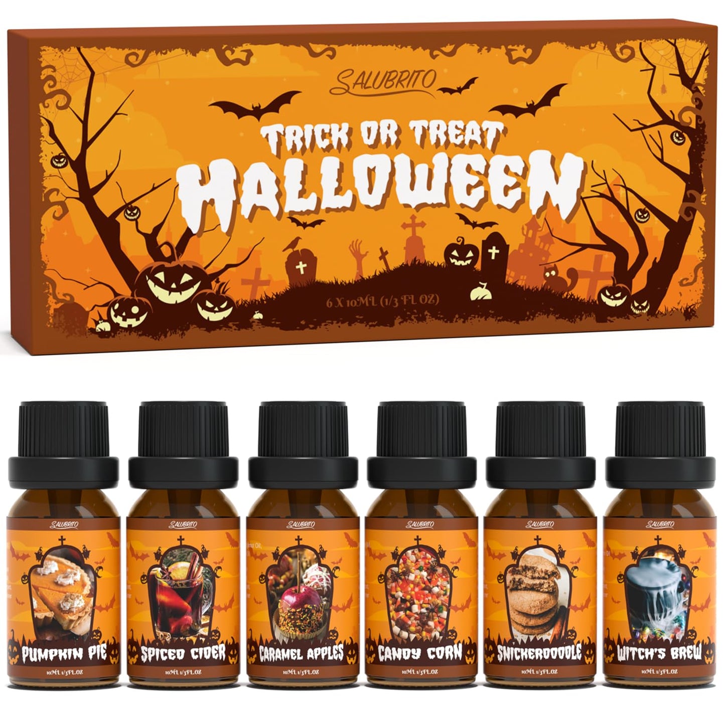 SALUBRITO Halloween Fragrance Oils Set – Diffuser, Candle & Soap Gift