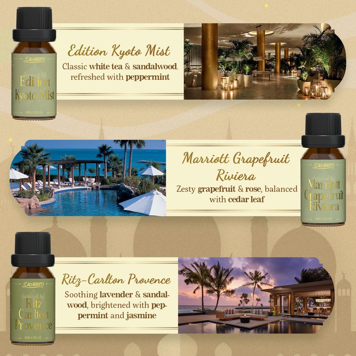 SALUBRITO Luxury Hotel Fragrance Oil Set – Premium Diffuser Essential Oils