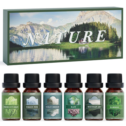SALUBRITO Nature Fragrance Oils Set – Forest Pine, Ocean Breeze, Rain & Bamboo